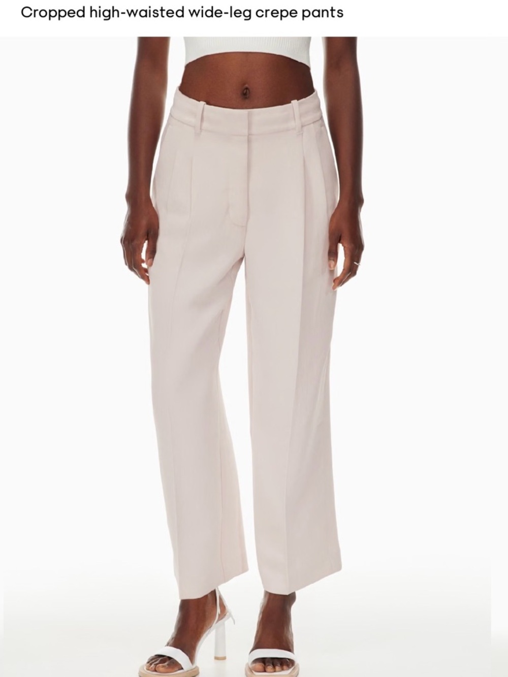 Wilfred Cropped High-Waisted Wide-Leg Pants in Light Beige